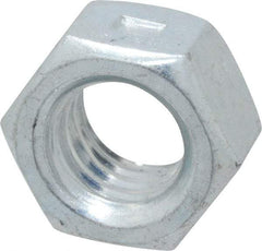 Value Collection - 3/8-16 UNC Grade 2 Two Way Lock Nut with Distorted Thread - 9/16" Width Across Flats, 21/64" High, Zinc-Plated Finish - Americas Industrial Supply