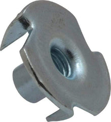 Value Collection - #10-24 Zinc-Plated Steel Standard Tee Nut - 5/16" Barrel Length, 3/4" Flange Diam, 3 Prongs - Americas Industrial Supply