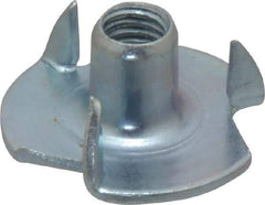 Value Collection - #10-32 Zinc-Plated Steel Standard Tee Nut - 5/16" Barrel Length, 3/4" Flange Diam, 3 Prongs - Americas Industrial Supply
