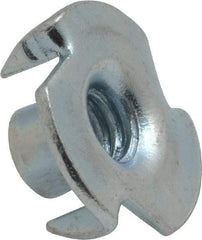 Value Collection - 1/4-20 Zinc-Plated Steel Standard Tee Nut - 5/16" Barrel Length, 3/4" Flange Diam, 3 Prongs - Americas Industrial Supply