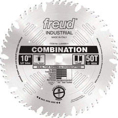 Freud - 10" Diam, 5/8" Arbor Hole Diam, 50 Tooth Wet & Dry Cut Saw Blade - Carbide-Tipped, Standard Round Arbor - Americas Industrial Supply