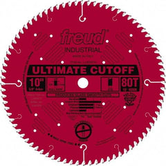 Freud - 10" Diam, 5/8" Arbor Hole Diam, 80 Tooth Wet & Dry Cut Saw Blade - Carbide-Tipped, Standard Round Arbor - Americas Industrial Supply