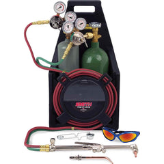 Oxygen/Acetylene Torch Kits; Type: MD Oxy/Acetylene Outfit; Welding Capacity: 5/64; Cutting Range: 3/8; Accessories: 12.5' R Grade Twin Hose 3/16″ Fittings; Regulator-mount Check Valves; Cylinder Carrier;  Oxygen 20-cu.ft Cylinder (empty); Acetylene MC 10