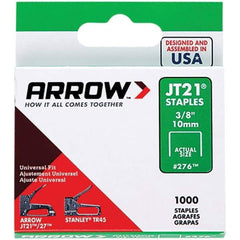 Arrow - 7/16" Wide Galvanized Steel Light-Duty Staples - 3/8" Leg Length - Americas Industrial Supply