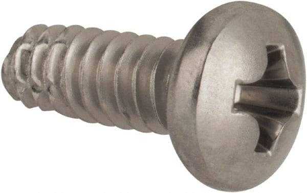 Value Collection - #6-32 UNC Thread, 3/8" Length Under Head, #2 Phillips Drive Stainless Steel Thread Cutting Screw - Pan Head, Grade 410, Point Type F - Americas Industrial Supply