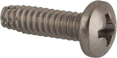 Value Collection - #6-32 UNC Thread, 1/2" Length Under Head, #2 Phillips Drive Stainless Steel Thread Cutting Screw - Pan Head, Grade 410, Point Type F - Americas Industrial Supply