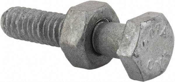 Value Collection - 1/4-20 Thread, 1-1/4" Length Under Head, Steel Hex Head Bolt - Hot Dipped Galvanized Coated, 7/16" Hex, UNC Thread, ANSI/ASME B18.2.2 & ASME B18.2.1, Grade 2 - Americas Industrial Supply