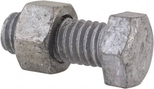 Value Collection - 3/8-16 Thread, 1" Length Under Head, Steel Hex Head Bolt - Hot Dipped Galvanized Coated, 9/16" Hex, UNC Thread, ANSI/ASME B18.2.2 & ASME B18.2.1, Grade 2 - Americas Industrial Supply