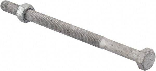 Value Collection - 1/2-13 Thread, 8" Length Under Head, Steel Hex Head Bolt - Hot Dipped Galvanized Coated, 3/4" Hex, UNC Thread, ANSI/ASME B18.2.2 & ASME B18.2.1, Grade 2 - Americas Industrial Supply