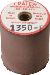 Cratex - 7/8" Max Diam x 1" Long, Cylinder, Rubberized Point - Fine Grade, Silicon Carbide, 1/4" Arbor Hole, Unmounted - Americas Industrial Supply