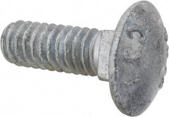 Value Collection - 1/4-20 UNC 3/4" Length Under Head, Standard Square Neck, Carriage Bolt - 1006-1050 Steel, Galvanized Zinc-Plated Finish - Americas Industrial Supply