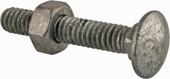 Value Collection - 1/4-20 UNC 1-1/2" Length Under Head, Standard Square Neck, Carriage Bolt - 1006-1050 Steel, Galvanized Zinc-Plated Finish - Americas Industrial Supply