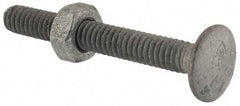 Value Collection - 1/4-20 UNC 2" Length Under Head, Standard Square Neck, Carriage Bolt - 1006-1050 Steel, Galvanized Zinc-Plated Finish - Americas Industrial Supply