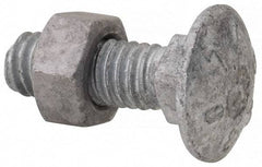 Value Collection - 5/16-18 UNC 1" Length Under Head, Standard Square Neck, Carriage Bolt - 1006-1050 Steel, Galvanized Zinc-Plated Finish - Americas Industrial Supply