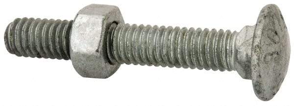 Value Collection - 5/16-18 UNC 2" Length Under Head, Standard Square Neck, Carriage Bolt - 1006-1050 Steel, Galvanized Zinc-Plated Finish - Americas Industrial Supply