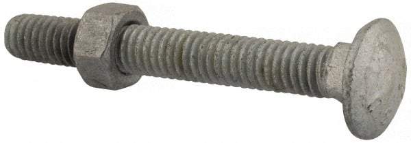 Value Collection - 5/16-18 UNC 2-1/2" Length Under Head, Standard Square Neck, Carriage Bolt - 1006-1050 Steel, Galvanized Zinc-Plated Finish - Americas Industrial Supply