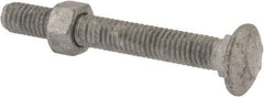 Value Collection - 3/8-16 UNC 3" Length Under Head, Standard Square Neck, Carriage Bolt - 1006-1050 Steel, Galvanized Zinc-Plated Finish - Americas Industrial Supply