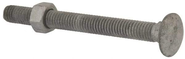 Value Collection - 3/8-16 UNC 4" Length Under Head, Standard Square Neck, Carriage Bolt - 1006-1050 Steel, Galvanized Zinc-Plated Finish - Americas Industrial Supply