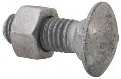 Value Collection - 1/2-13 UNC 1-1/2" Length Under Head, Standard Square Neck, Carriage Bolt - 1006-1050 Steel, Galvanized Zinc-Plated Finish - Americas Industrial Supply