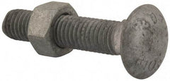 Value Collection - 1/2-13 UNC 2-1/2" Length Under Head, Standard Square Neck, Carriage Bolt - 1006-1050 Steel, Galvanized Zinc-Plated Finish - Americas Industrial Supply