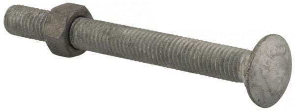 Value Collection - 1/2-13 UNC 5" Length Under Head, Standard Square Neck, Carriage Bolt - 1006-1050 Steel, Galvanized Zinc-Plated Finish - Americas Industrial Supply