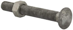 Value Collection - 5/8-11 UNC 5" Length Under Head, Standard Square Neck, Carriage Bolt - 1006-1050 Steel, Galvanized Zinc-Plated Finish - Americas Industrial Supply