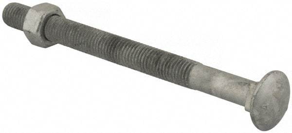 Value Collection - 5/8-11 UNC 8" Length Under Head, Standard Square Neck, Carriage Bolt - 1006-1050 Steel, Galvanized Zinc-Plated Finish - Americas Industrial Supply