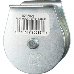 Block Division - 600 Lbs. Load Limit, Flat Standard Block - Upright Mount, Double Sheave, 2 Inch Outside Diameter, Wire Rope, 3/16 Inch Diameter, Eye, 5/8 Inch Inside Diameter, Carbon Steel, Zinc Plated Finish - Americas Industrial Supply