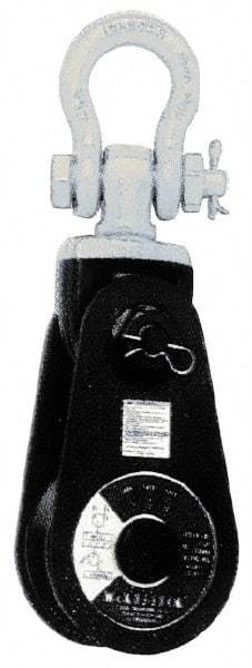 Value Collection - 17, 600 Lbs. Load Limit, Side Release Snatch Block - Single Sheave, 6 Inch Outside Diameter, Wire Rope, 5/8 Inch, 3/4 Inch Diameters, Steel, Painted Finish - Americas Industrial Supply