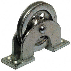 Value Collection - Single Open Upright Mount Guidance Pulley - Sheave, 3-1/4 Inch Outside Diameter, Wire Rope, 1/4 Inch Diameter, 0.209 Inch to 0.22 Inch Mounting Hole Diameter Iron, Galvanized Finish - Americas Industrial Supply