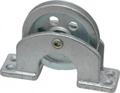 Value Collection - Single Open Upright Mount Guidance Pulley - Sheave, 2-1/2 Inch Outside Diameter, Wire Rope, 3/16 Inch Diameter, 0.144 Inch to 0.155 Inch Mounting Hole Diameter Iron, Galvanized Finish - Americas Industrial Supply