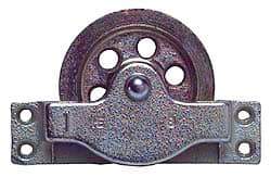 Value Collection - Single Open Side Mount Guidance Pulley - Sheave, 3-1/4 Inch Outside Diameter, Wire Rope, 1/4 Inch Diameter, 0.209 Inch to 0.22 Inch Mounting Hole Diameter Iron, Galvanized Finish - Americas Industrial Supply