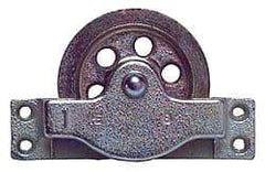 Value Collection - Single Open Side Mount Guidance Pulley - Sheave, 3-1/4 Inch Outside Diameter, Wire Rope, 1/4 Inch Diameter, 0.209 Inch to 0.22 Inch Mounting Hole Diameter Iron, Galvanized Finish - Americas Industrial Supply