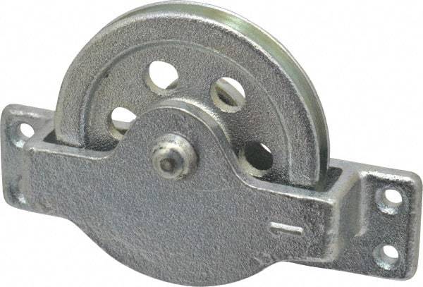 Value Collection - Single Open Side Mount Guidance Pulley - Sheave, 2-1/2 Inch Outside Diameter, Wire Rope, 3/16 Inch Diameter, 0.144 Inch to 0.155 Inch Mounting Hole Diameter Iron, Galvanized Finish - Americas Industrial Supply