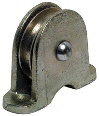 Value Collection - Single Closed Upright Mount Guidance Pulley - Sheave, 2 Inch Outside Diameter, Wire Rope, 1/4 Inch Diameter, 0.209 Inch to 0.22 Inch Mounting Hole Diameter Iron, Galvanized Finish - Americas Industrial Supply