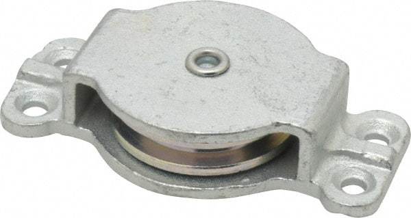 Value Collection - Single Closed Side Mount Guidance Pulley - Sheave, 2 Inch Outside Diameter, Wire Rope, 1/4 Inch Diameter, 0.209 Inch to 0.22 Inch Mounting Hole Diameter Iron, Galvanized Finish - Americas Industrial Supply