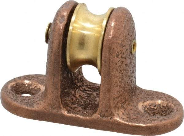 Value Collection - Single Upright Mount Guidance Pulley - Sheave, 11/16 Inch Outside Diameter, Fibrous Rope, 1/4 Inch Diameter, 0.144 Inch to 0.155 Inch Mounting Hole Diameter Bronze, Finish - Americas Industrial Supply