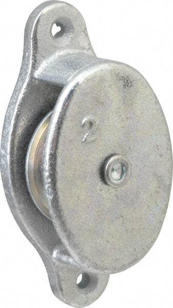 Value Collection - Single Side Side Mount Guidance Pulley - Sheave, 1-1/2 Inch Outside Diameter, Fibrous Rope, 3/8 Inch Diameter, 0.183 Inch to 0.194 Inch Mounting Hole Diameter Malleable Iron, Galvanized Finish - Americas Industrial Supply