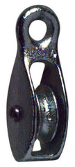 Value Collection - Rigid Eye Single Sheave Pulley - Sheave, 2 Inch Outside Diameter, Fibrous Rope, 1/2 Inch Diameter, Malleable Iron, Galvanized Finish - Americas Industrial Supply