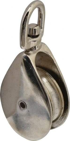 Value Collection - Swivel Eye Single Sheave Pulley - Sheave, 2 Inch Outside Diameter, Fibrous Rope, 7/16 Inch Diameter, Gray Iron, Zinc Plated Finish - Americas Industrial Supply