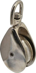 Value Collection - Swivel Eye Single Sheave Pulley - Sheave, 2 Inch Outside Diameter, Fibrous Rope, 7/16 Inch Diameter, Gray Iron, Zinc Plated Finish - Americas Industrial Supply