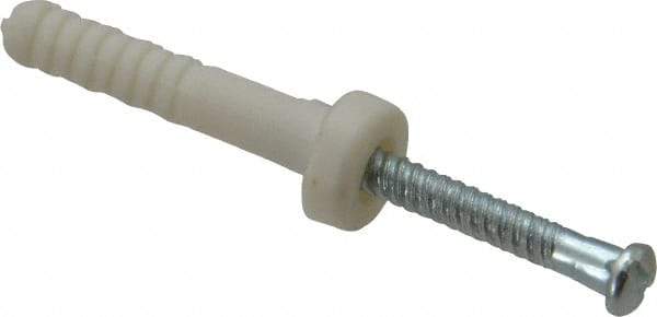 Value Collection - 3/16" Diam, 3/16" Drill, 1" OAL, 2" Min Embedment Hammer Drive Concrete Anchor - Nylon, Zinc-Plated Finish, Round Head - Americas Industrial Supply