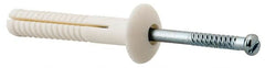 Value Collection - 1/4" Diam, 1/4" Drill, 1-1/2" OAL, 2-1/2" Min Embedment Hammer Drive Concrete Anchor - Nylon, Zinc-Plated Finish, Mushroom Head - Americas Industrial Supply