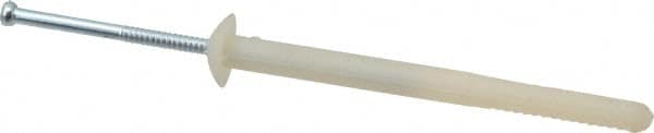 Value Collection - 1/4" Diam, 1/4" Drill, 3" OAL, Hammer Drive Concrete Anchor - Nylon, Zinc-Plated Finish, Mushroom Head - Americas Industrial Supply