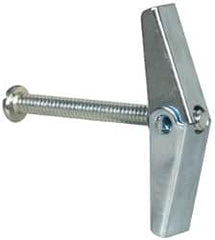 Value Collection - 3/16" Screw, 3/16" Diam, 2" Long, Toggle Bolt Drywall & Hollow Wall Anchor - 3/16" Drill, Zinc Plated, Steel, Use in Concrete, & Masonry, Hollow Tile, Plaster & Wallboard - Americas Industrial Supply