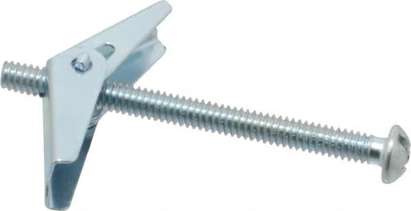Value Collection - 1/4" Screw, 1/4" Diam, 4" Long, Toggle Bolt Drywall & Hollow Wall Anchor - 1/4" Drill, Zinc Plated, Steel, Use in Concrete, & Masonry, Hollow Tile, Plaster & Wallboard - Americas Industrial Supply