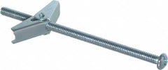 Value Collection - 1/4" Screw, 1/4" Diam, 5" Long, Toggle Bolt Drywall & Hollow Wall Anchor - 1/4" Drill, Zinc Plated, Steel, Use in Concrete, & Masonry, Hollow Tile, Plaster & Wallboard - Americas Industrial Supply