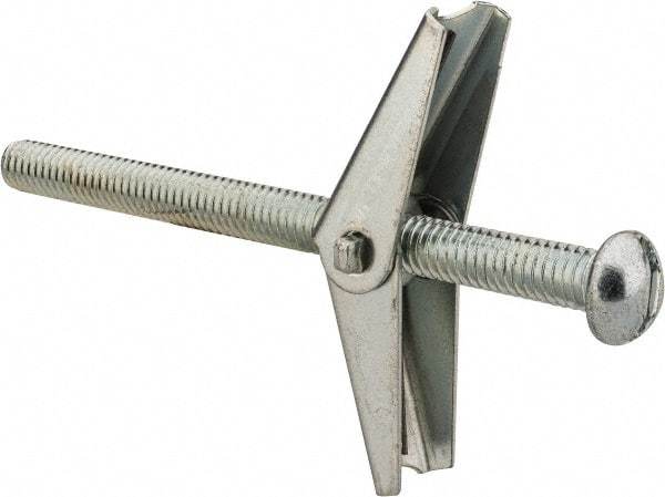 Value Collection - 5/16" Screw, 5/16" Diam, 4" Long, Toggle Bolt Drywall & Hollow Wall Anchor - 5/16" Drill, Zinc Plated, Steel, Use in Concrete, & Masonry, Hollow Tile, Plaster & Wallboard - Americas Industrial Supply