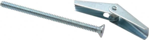 Value Collection - 1/8" Screw, 1/8" Diam, 2" Long, Toggle Bolt Drywall & Hollow Wall Anchor - 1/8" Drill, Zinc Plated, Steel, Use in Concrete, & Masonry, Hollow Tile, Plaster & Wallboard - Americas Industrial Supply