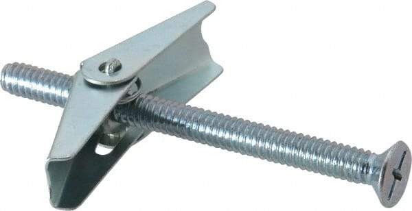 Value Collection - 1/4" Screw, 1/4" Diam, 3" Long, Toggle Bolt Drywall & Hollow Wall Anchor - 1/4" Drill, Zinc Plated, Steel, Use in Concrete, & Masonry, Hollow Tile, Plaster & Wallboard - Americas Industrial Supply